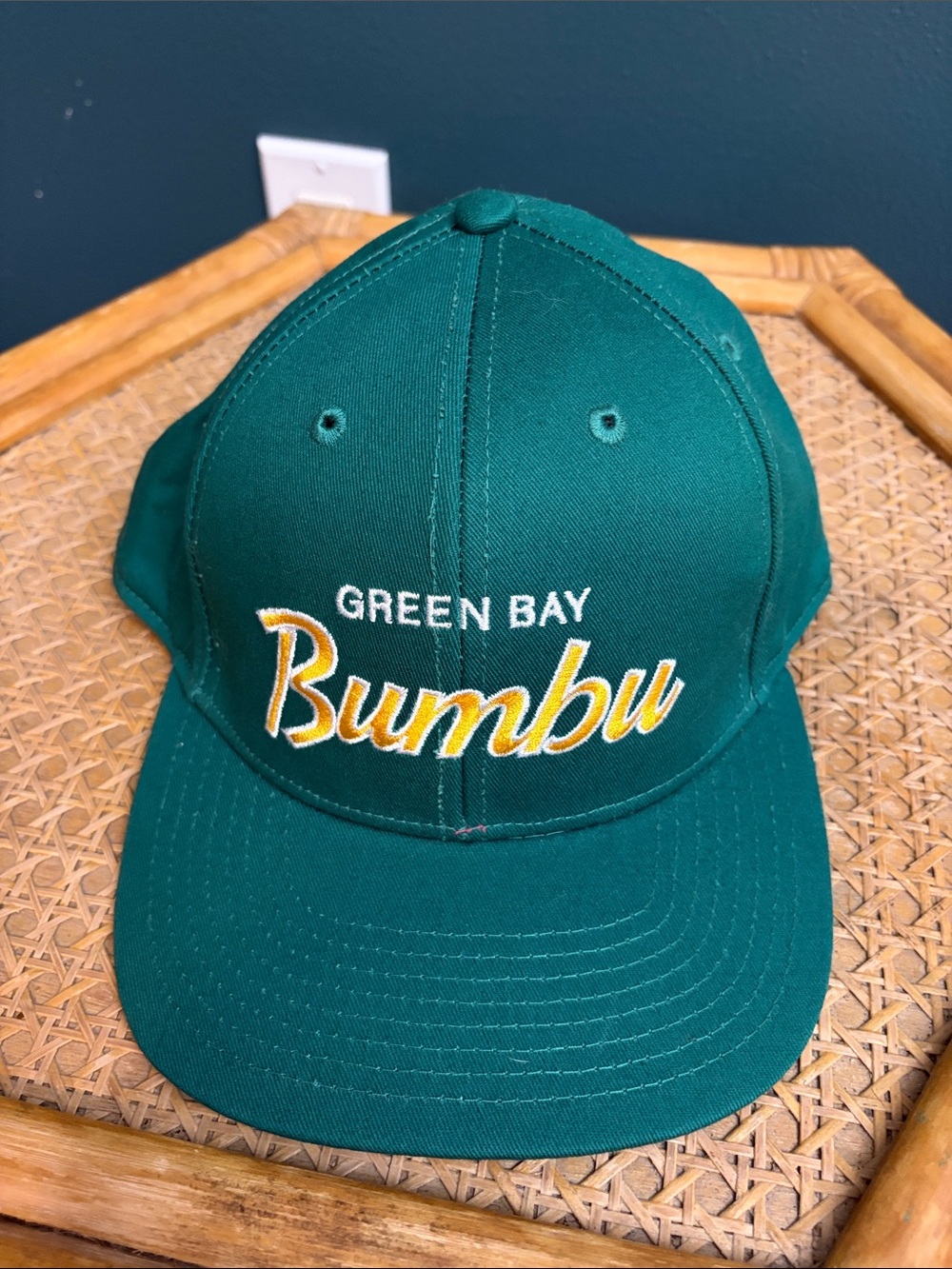 Green Embroidered 'Green Bay Bumbu' Baseball Cap